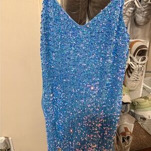 Francesca's Collections Blue Sequin Mini Dress